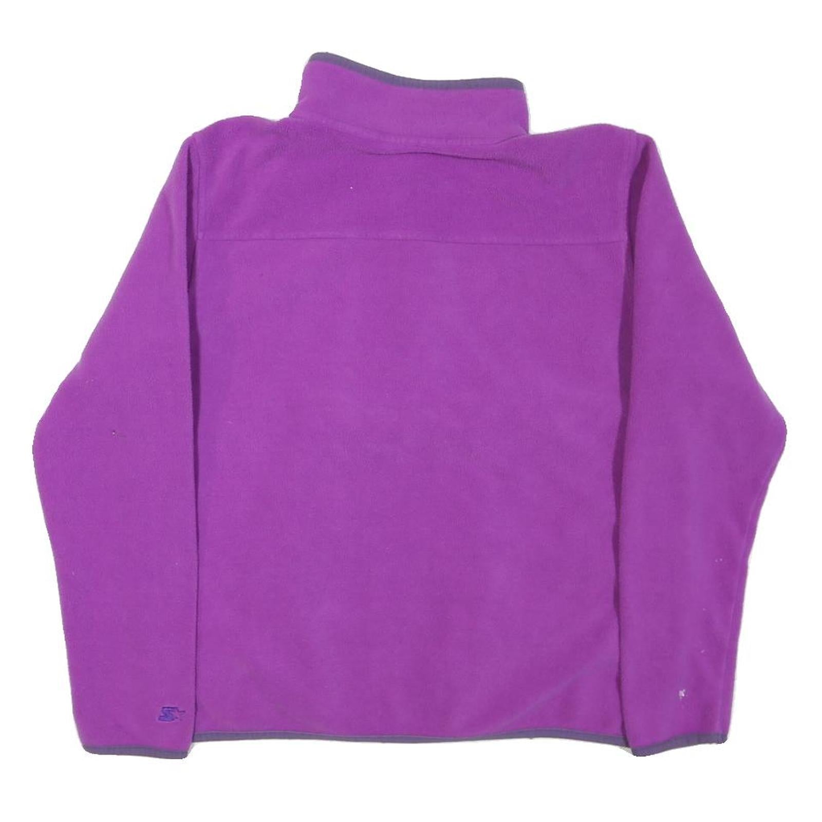 STARTER Womens Purple & Dark Purple Sweatshirt Collared L Button Up Fleece Pull