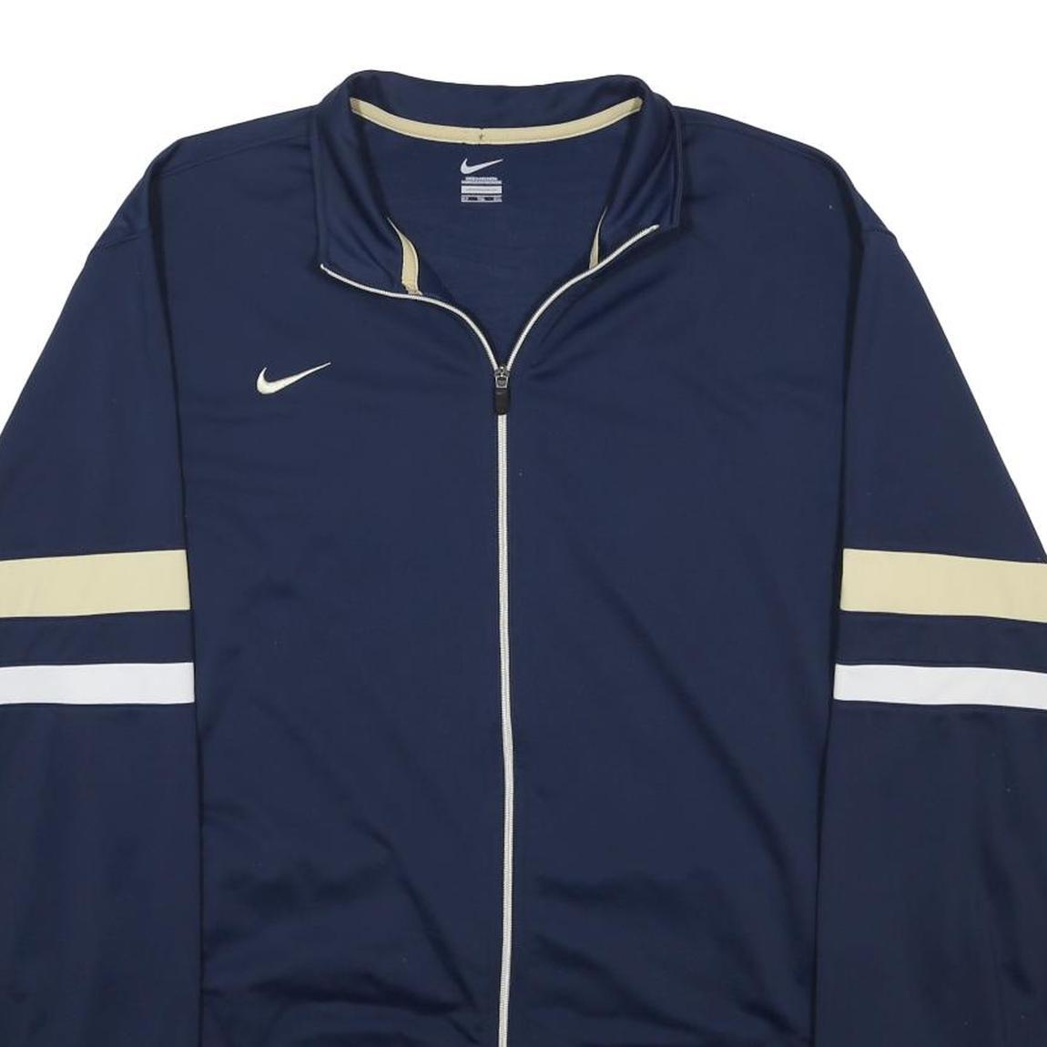 NIKE Mens Navy Blue & Cream Zip Jacket XL Polyester Sportswear Track Top