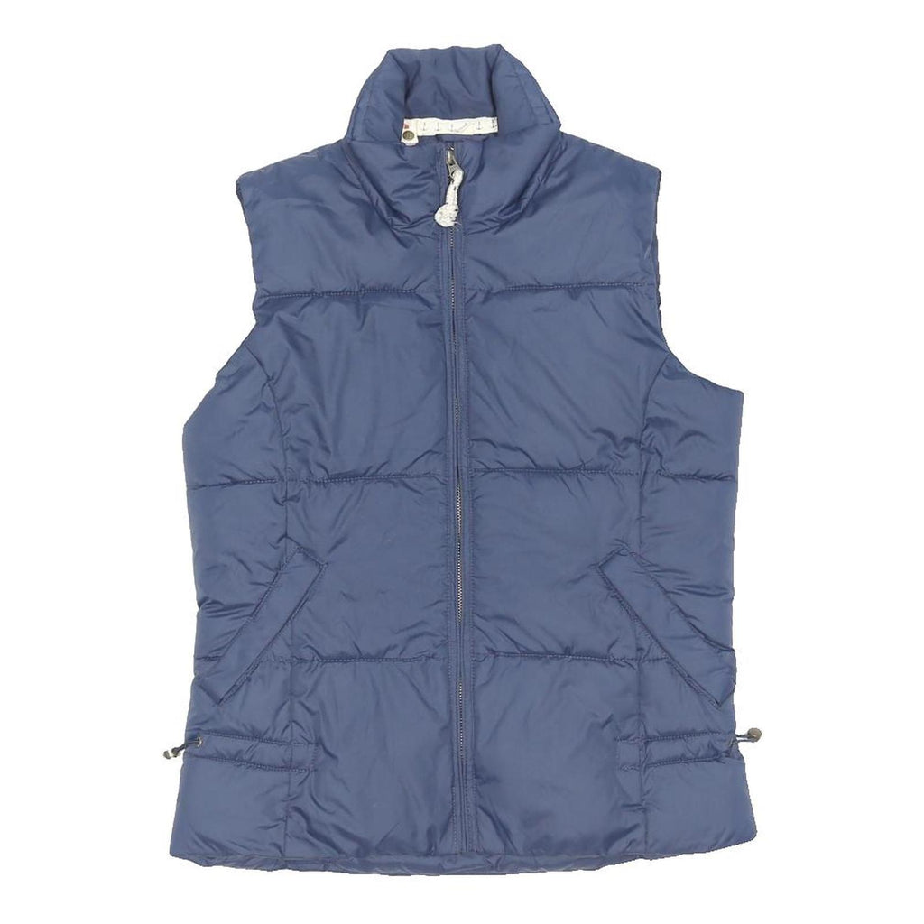 SEASALT Womens Blue Sleeveless Puffer Jacket UK 10 Polyester Blend Zip Fastening