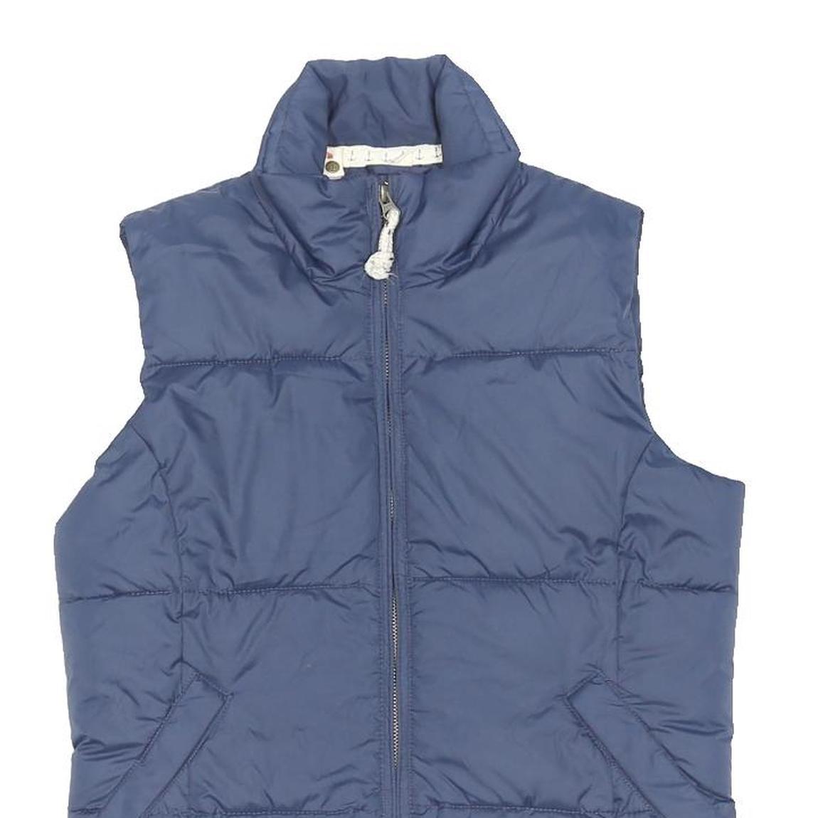 SEASALT Womens Blue Sleeveless Puffer Jacket UK 10 Polyester Blend Zip Fastening
