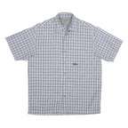 Mens Grey Check Shirt S Casual Lightweight Polyester Blend Summer Shirt