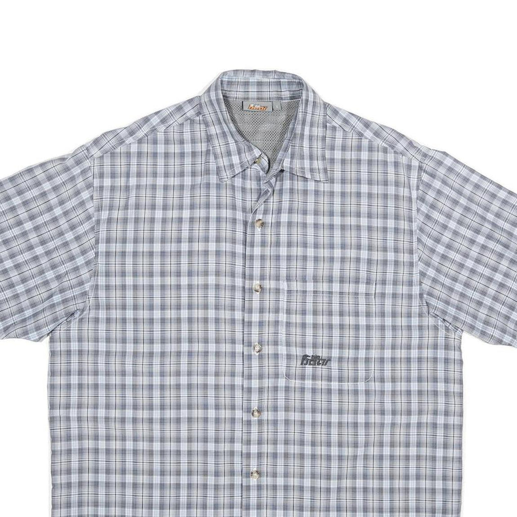 Mens Grey Check Shirt S Casual Lightweight Polyester Blend Summer Shirt