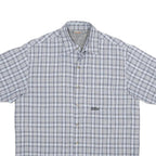 Mens Grey Check Shirt S Casual Lightweight Polyester Blend Summer Shirt