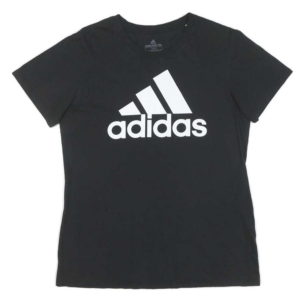 ADIDAS Mens Black Graphic T-Shirt M Short Sleeve Crew Neck Cotton Casual