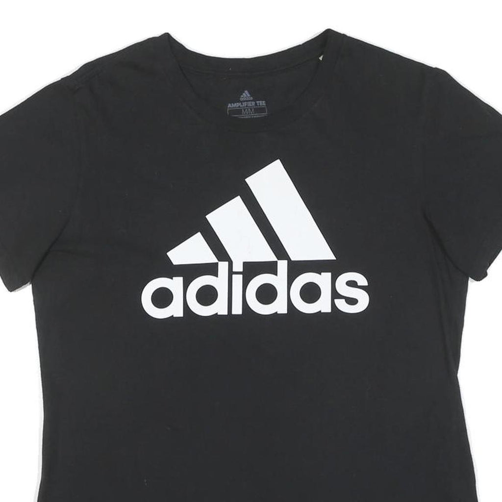 ADIDAS Mens Black Graphic T-Shirt M Short Sleeve Crew Neck Cotton Casual