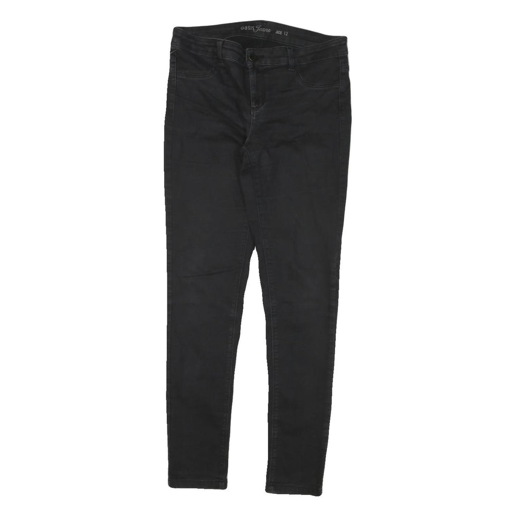 OASIS Womens Slim Black Cotton Blend Denim Jeans W29 L29 Zip Comfort Stretch