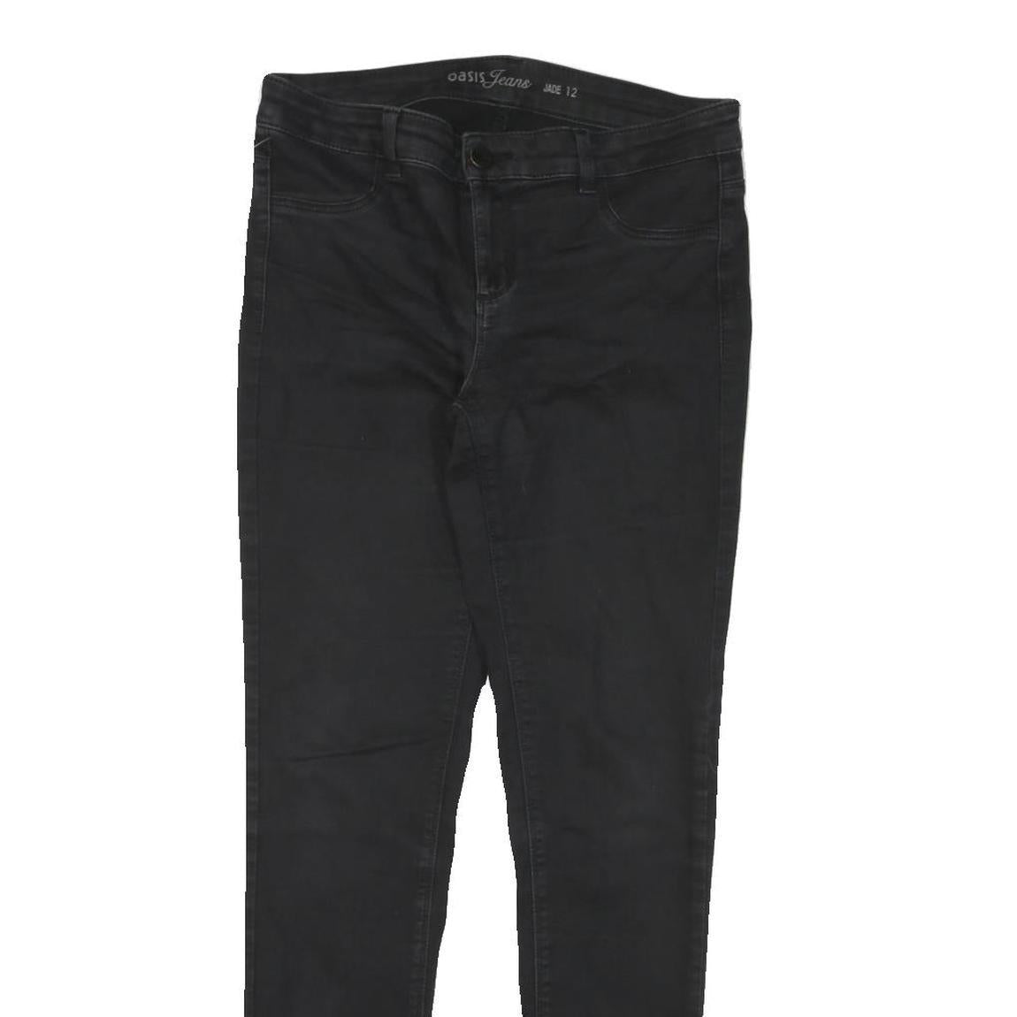 OASIS Womens Slim Black Cotton Blend Denim Jeans W29 L29 Zip Comfort Stretch
