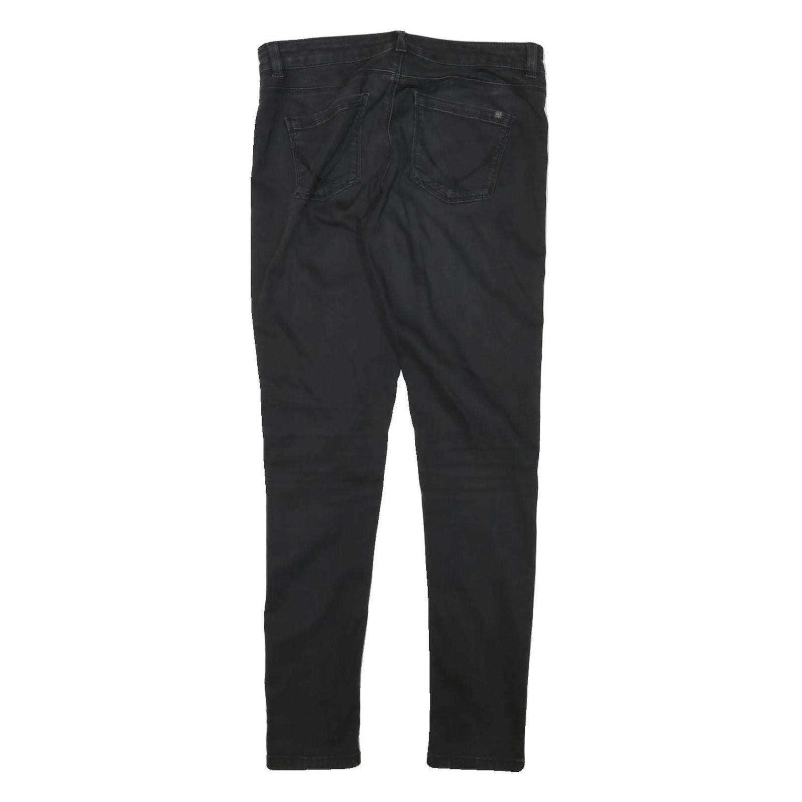 OASIS Womens Slim Black Cotton Blend Denim Jeans W29 L29 Zip Comfort Stretch