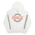 COCA COLA Womens White Pullover Hoodie M Checkered Graphic Print