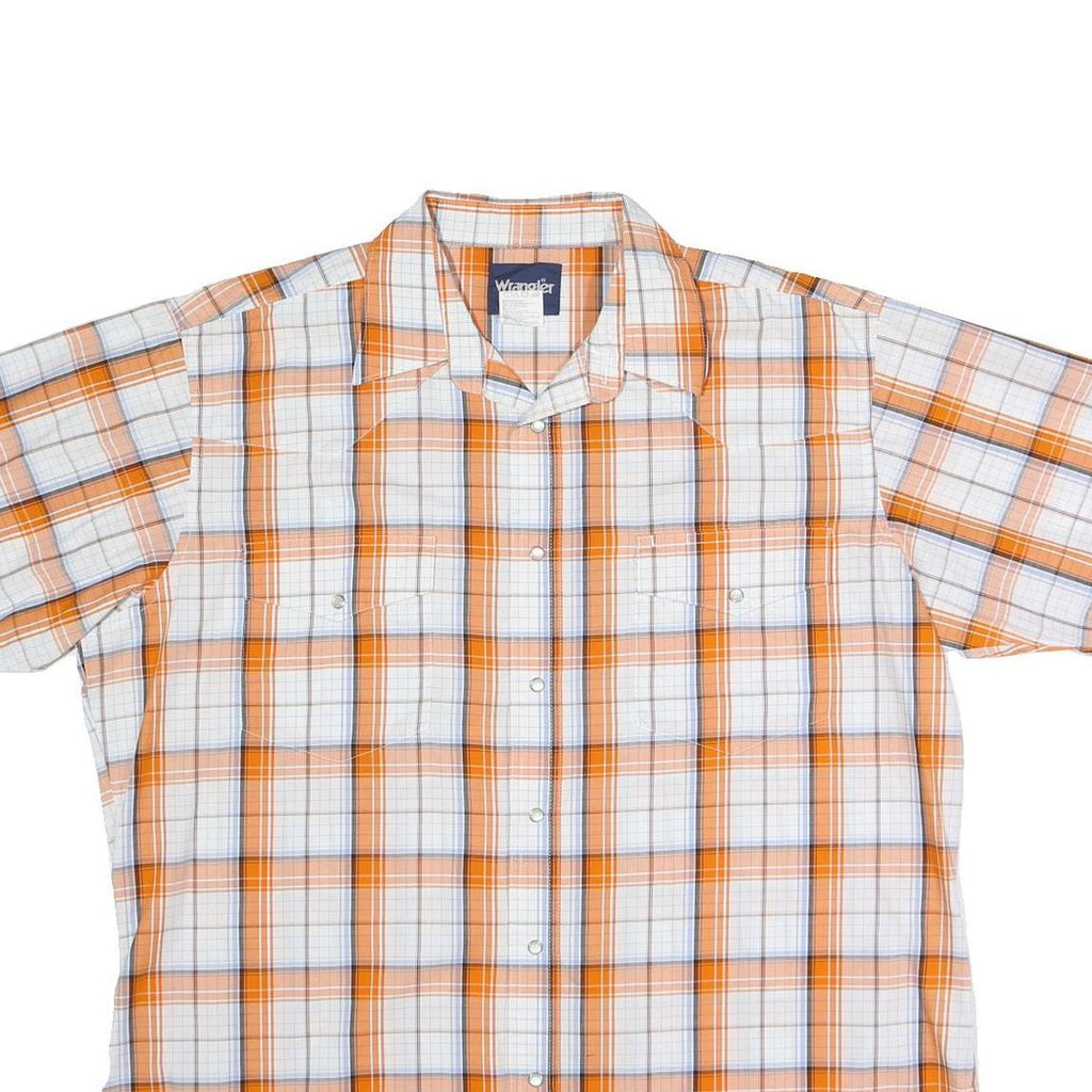 WRANGLER Mens Orange & White Check Shirt XL Cotton Blend Casual Western Style