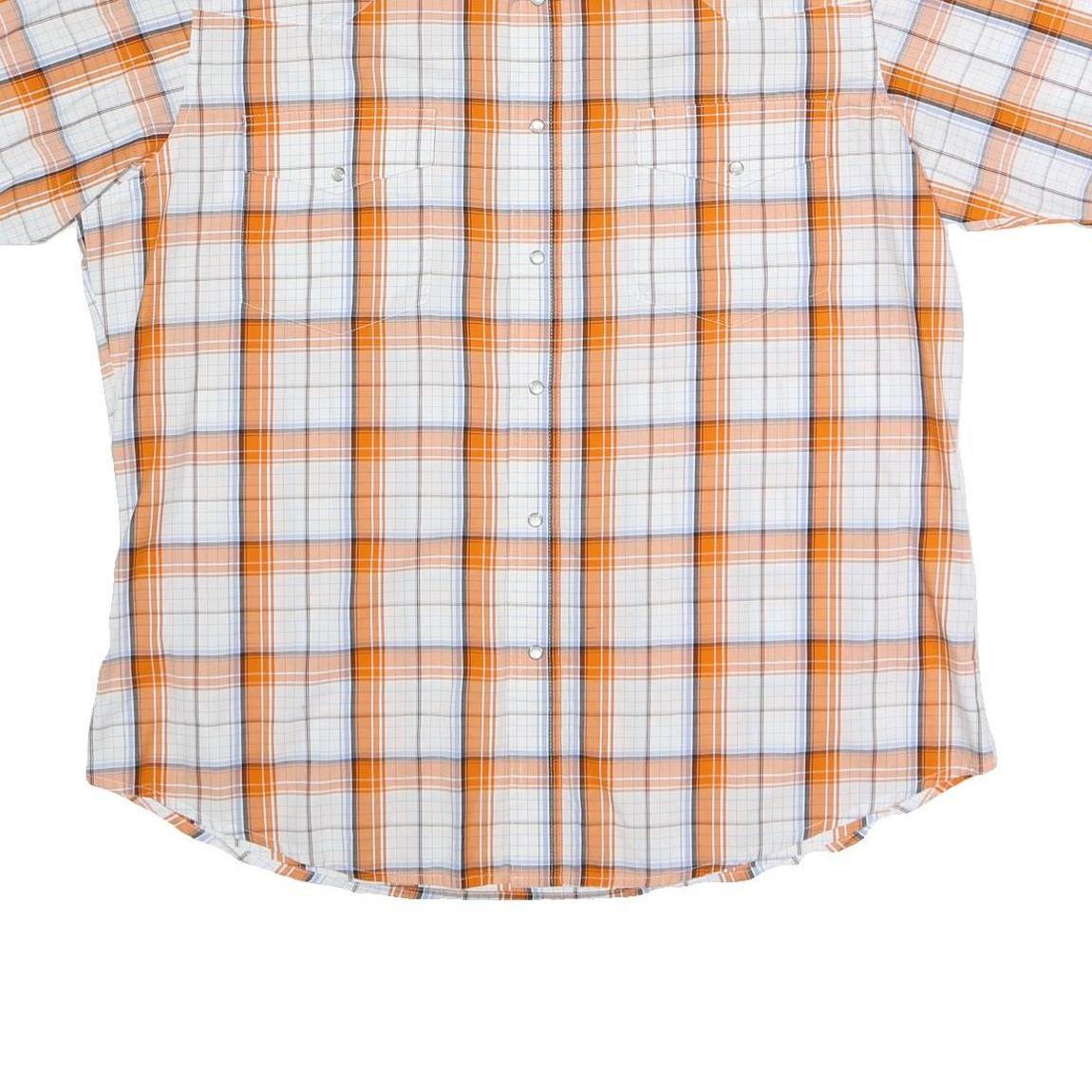 WRANGLER Mens Orange & White Check Shirt XL Cotton Blend Casual Western Style