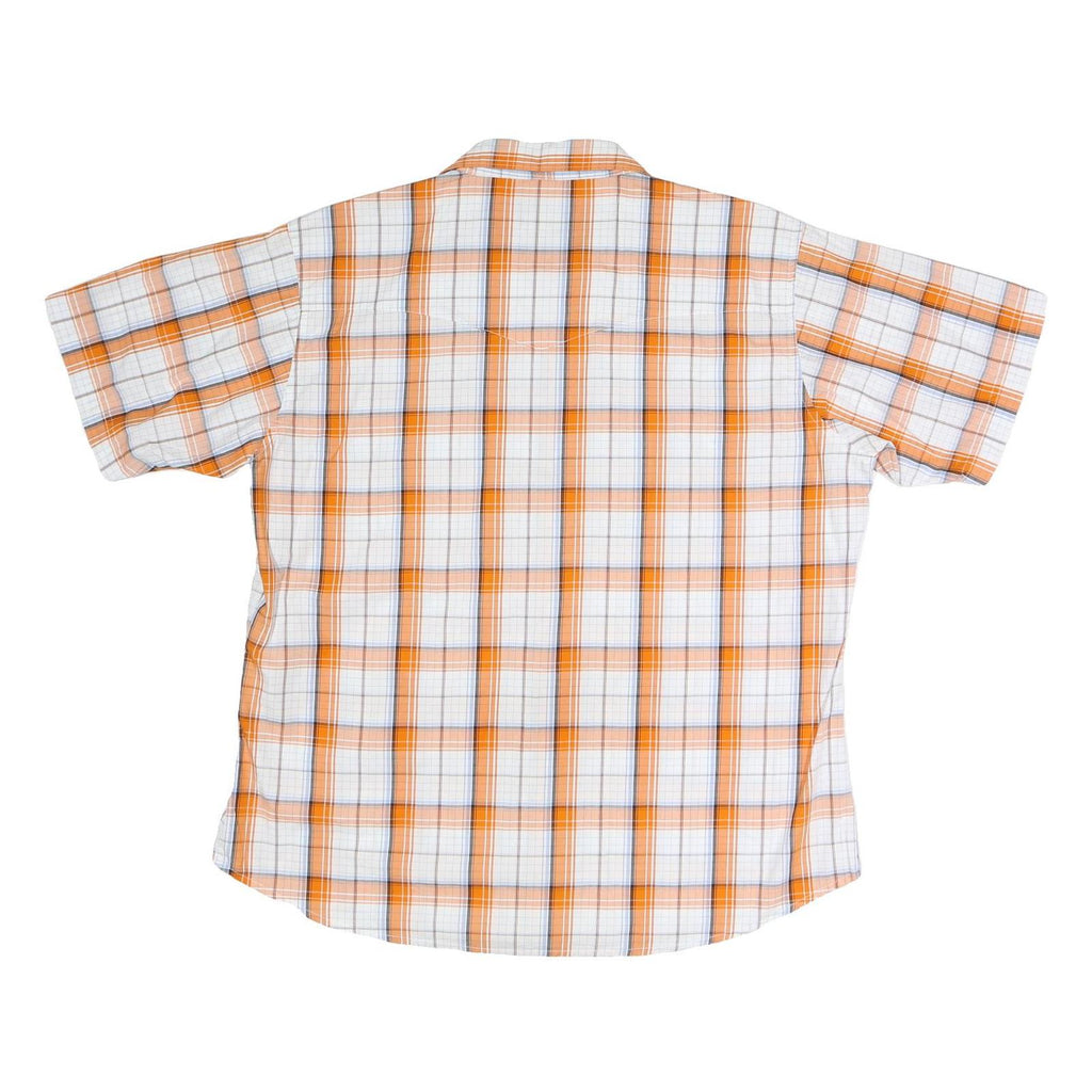 WRANGLER Mens Orange & White Check Shirt XL Cotton Blend Casual Western Style