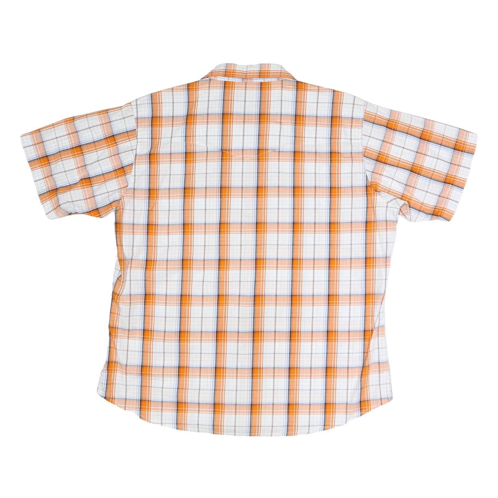 WRANGLER Mens Orange & White Check Shirt XL Cotton Blend Casual Western Style