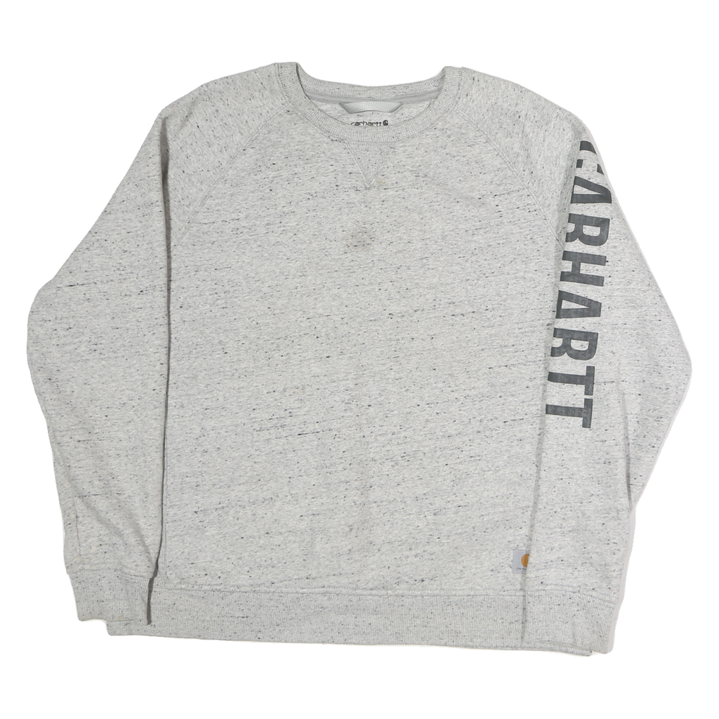 CARHARTT Mens Grey Sweatshirt 2XL Crew Neck Logo Sleeve Casual Wear