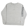 CARHARTT Mens Grey Sweatshirt 2XL Crew Neck Logo Sleeve Casual Wear