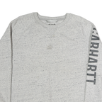 CARHARTT Mens Grey Sweatshirt 2XL Crew Neck Logo Sleeve Casual Wear