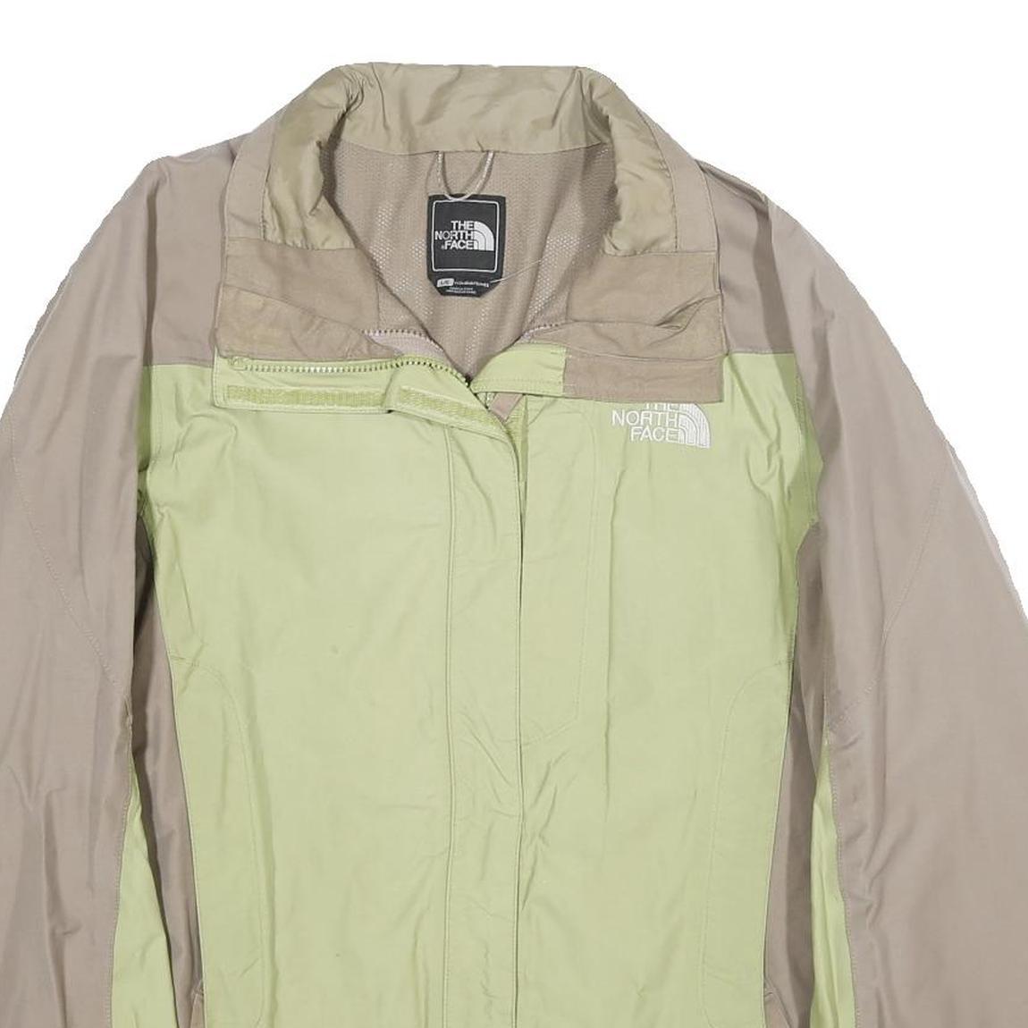 THE NORTH FACE Womens Beige & Green Outdoor Jacket L Nylon Windbreaker Zip