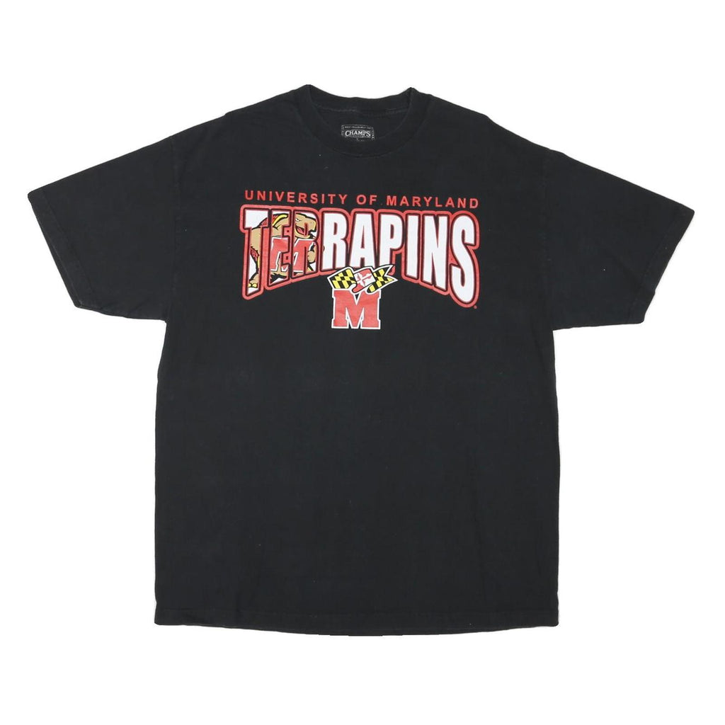 CHAMPS Mens Black University Of Maryland Terrapins Graphic T-Shirt L Short