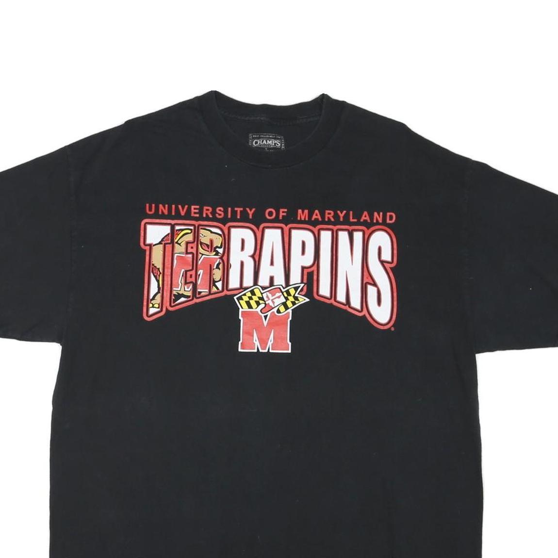 CHAMPS Mens Black University Of Maryland Terrapins Graphic T-Shirt L Short