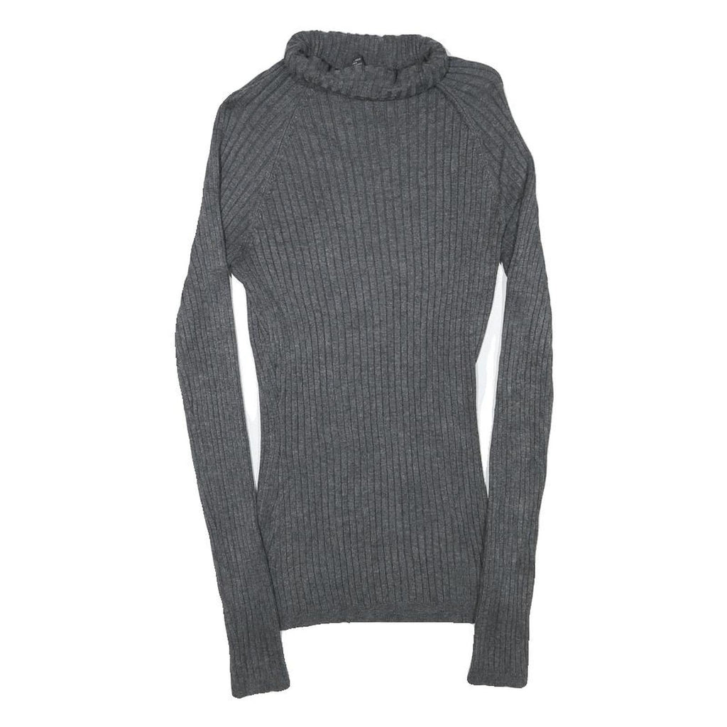 INC Womens Grey Plain Jumper Roll Neck Basic Knit M Ribbed Stretch Fit