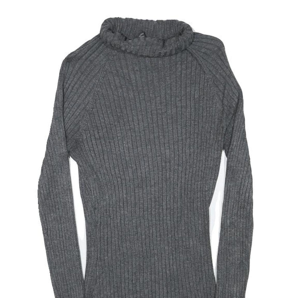 INC Womens Grey Plain Jumper Roll Neck Basic Knit M Ribbed Stretch Fit