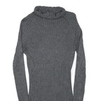 INC Womens Grey Plain Jumper Roll Neck Basic Knit M Ribbed Stretch Fit
