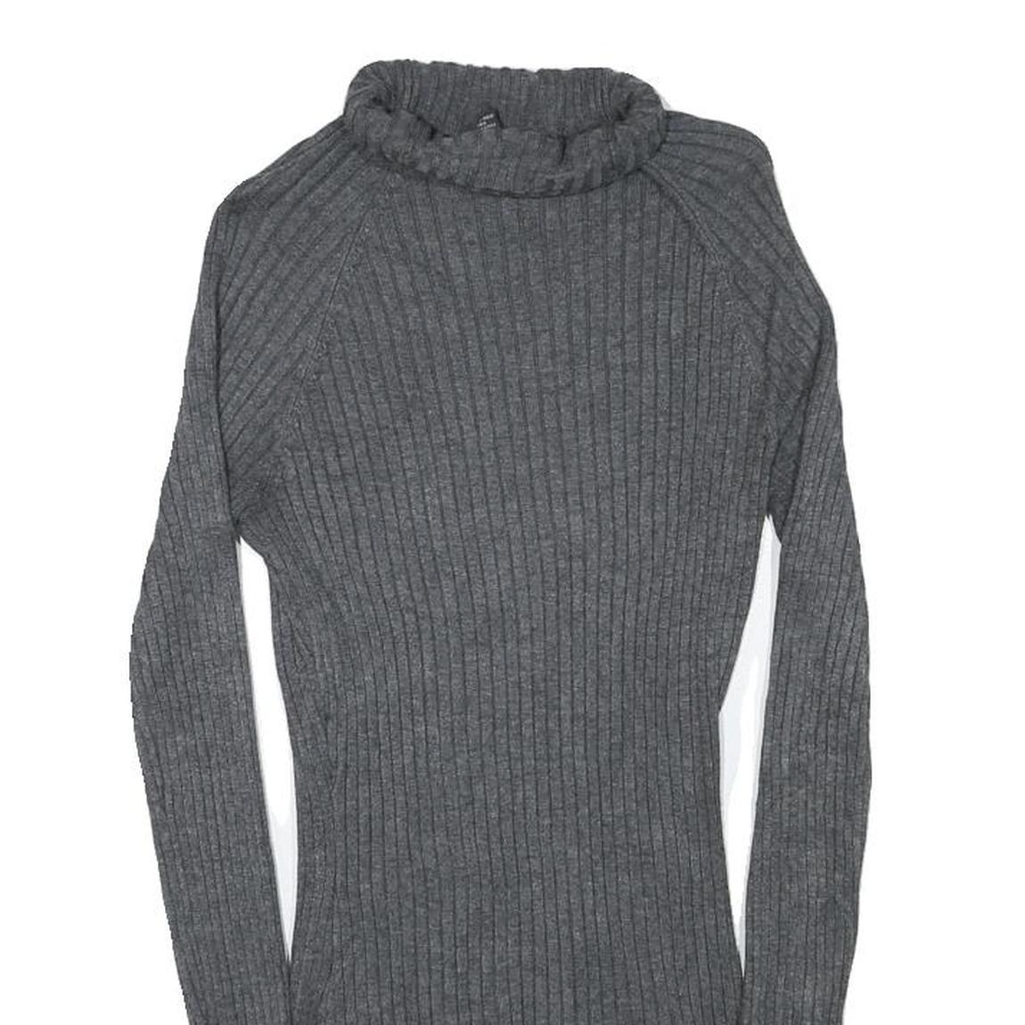 INC Womens Grey Plain Jumper Roll Neck Basic Knit M Ribbed Stretch Fit