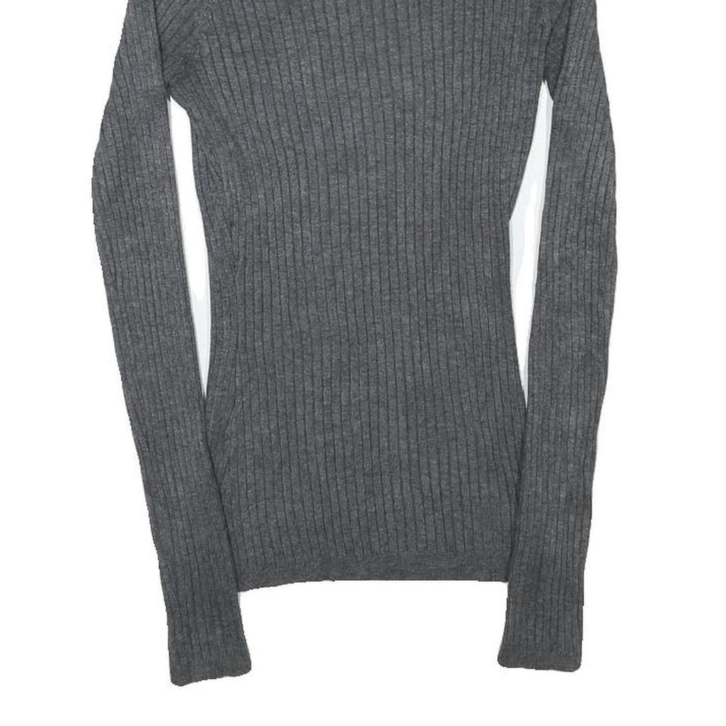 INC Womens Grey Plain Jumper Roll Neck Basic Knit M Ribbed Stretch Fit