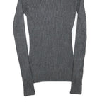 INC Womens Grey Plain Jumper Roll Neck Basic Knit M Ribbed Stretch Fit