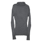 INC Womens Grey Plain Jumper Roll Neck Basic Knit M Ribbed Stretch Fit