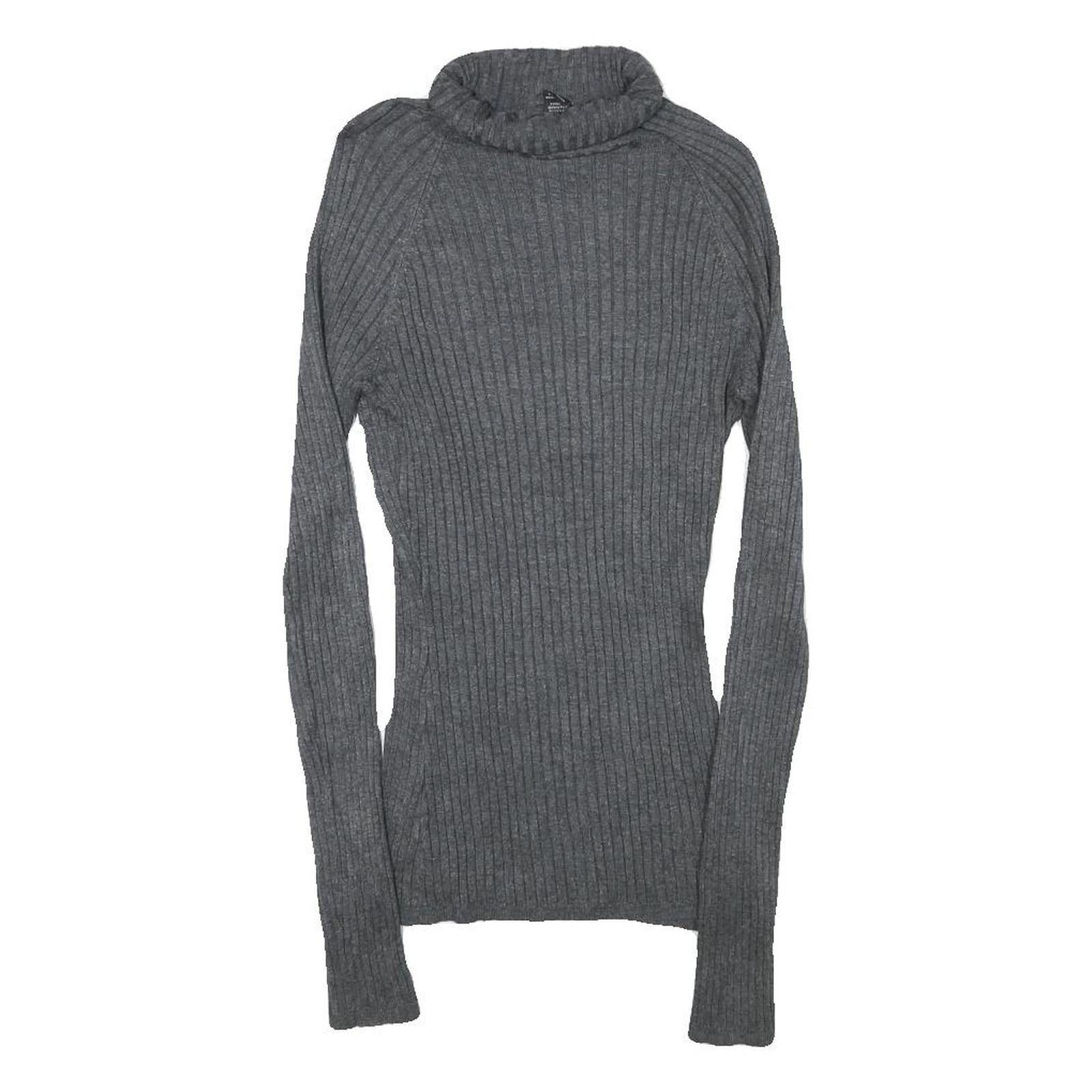 INC Womens Grey Plain Jumper Roll Neck Basic Knit M Ribbed Stretch Fit