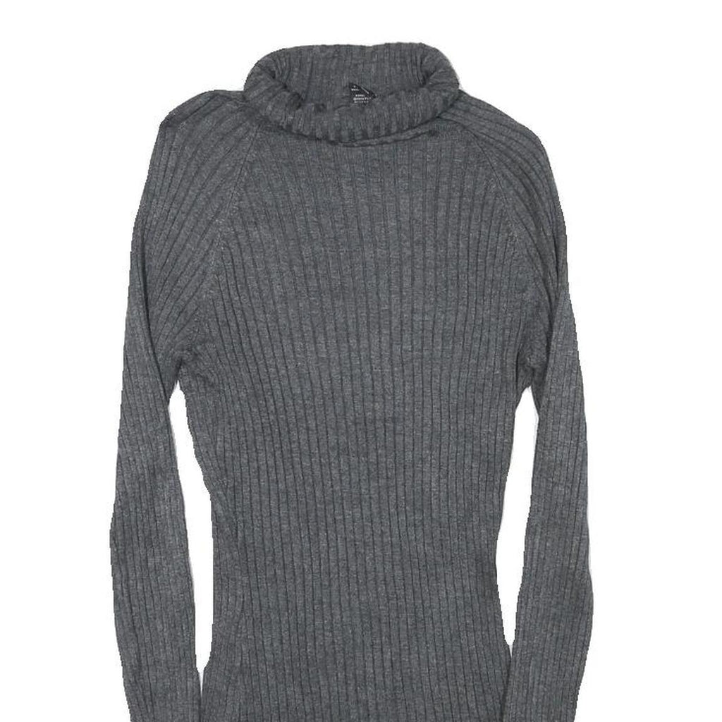 INC Womens Grey Plain Jumper Roll Neck Basic Knit M Ribbed Stretch Fit