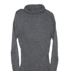 INC Womens Grey Plain Jumper Roll Neck Basic Knit M Ribbed Stretch Fit