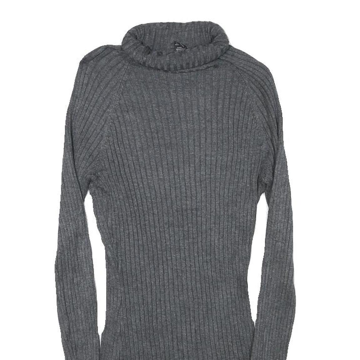 INC Womens Grey Plain Jumper Roll Neck Basic Knit M Ribbed Stretch Fit