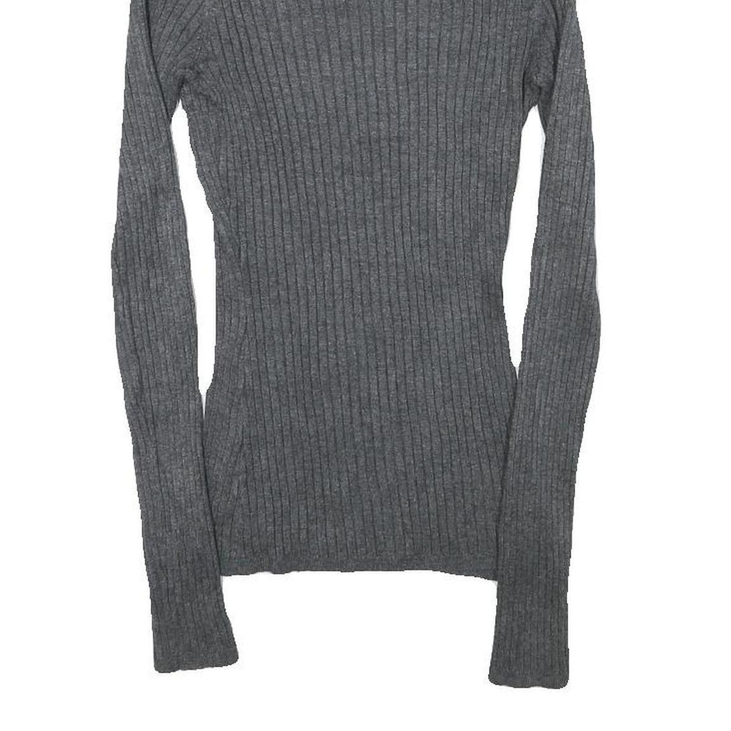 INC Womens Grey Plain Jumper Roll Neck Basic Knit M Ribbed Stretch Fit