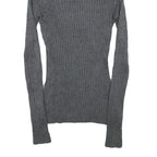 INC Womens Grey Plain Jumper Roll Neck Basic Knit M Ribbed Stretch Fit