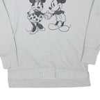 DISNEY Womens White Grey Mickey Minnie Mouse Crew Neck L Glitter Sweatshirt