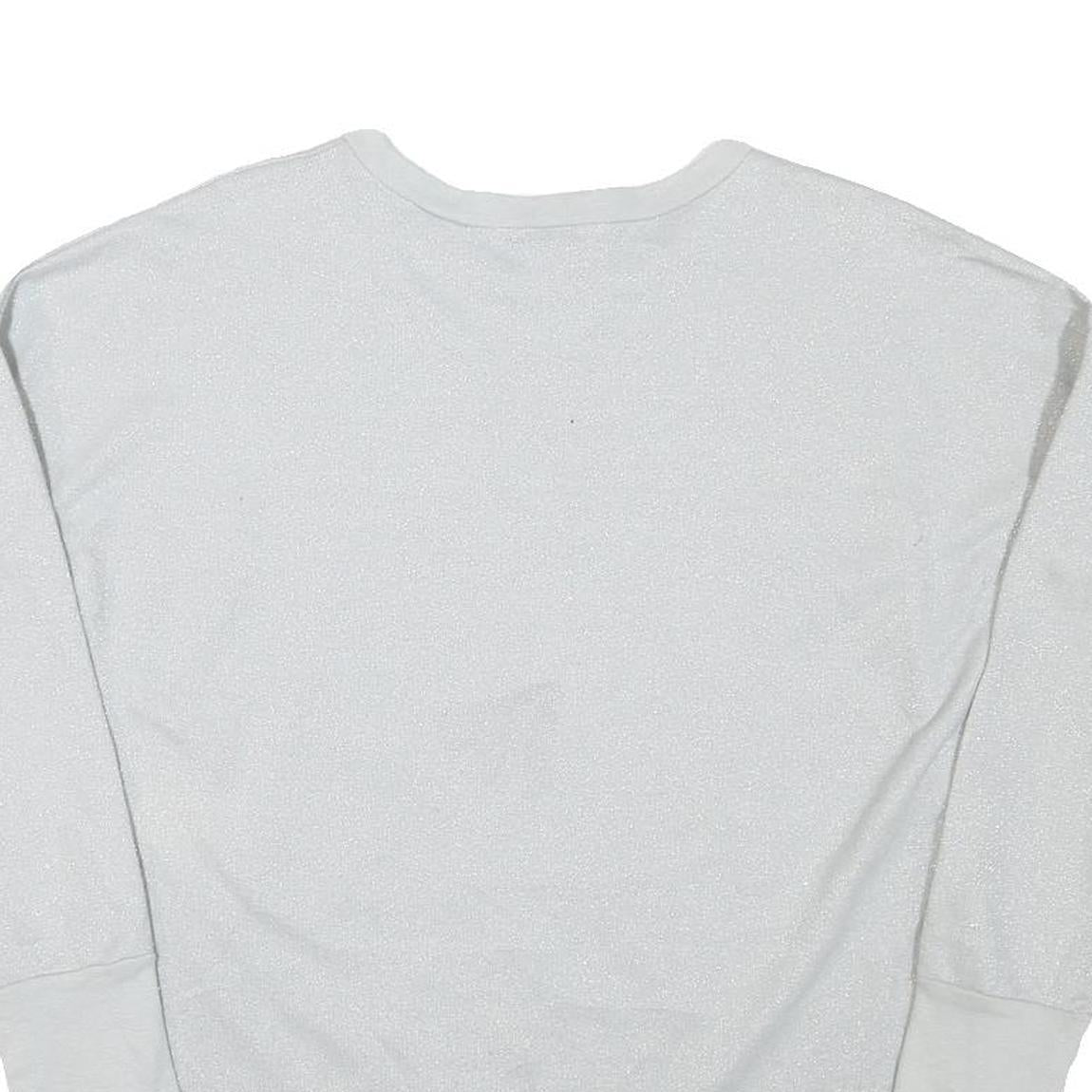 DISNEY Womens White Grey Mickey Minnie Mouse Crew Neck L Glitter Sweatshirt