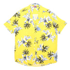 GUESS Mens Yellow Floral Pattern Shirt L Summer Vacation Casual Beachwear