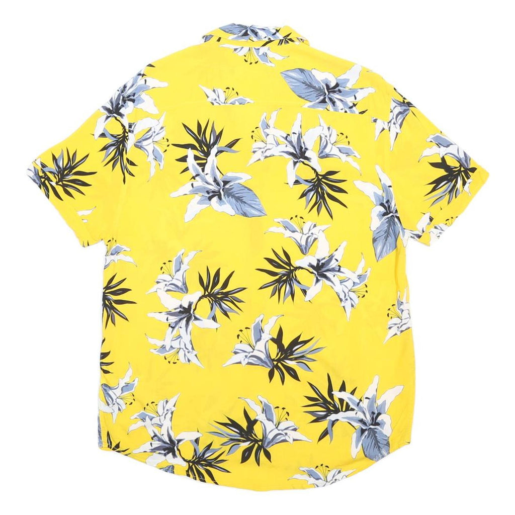 GUESS Mens Yellow Floral Pattern Shirt L Summer Vacation Casual Beachwear