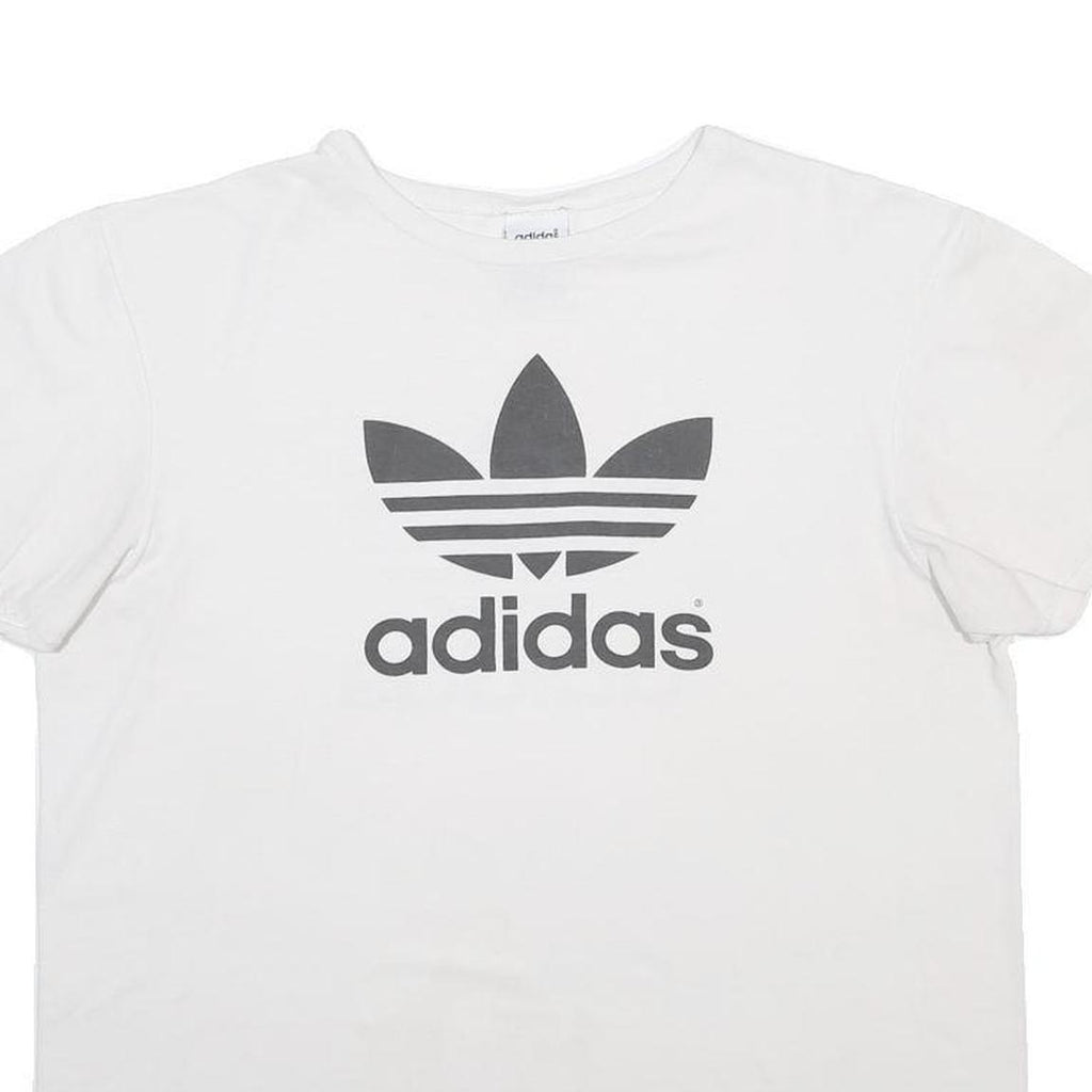 ADIDAS Mens White Graphic T-Shirt L Short Sleeve Crew Neck Cotton Blend Casual