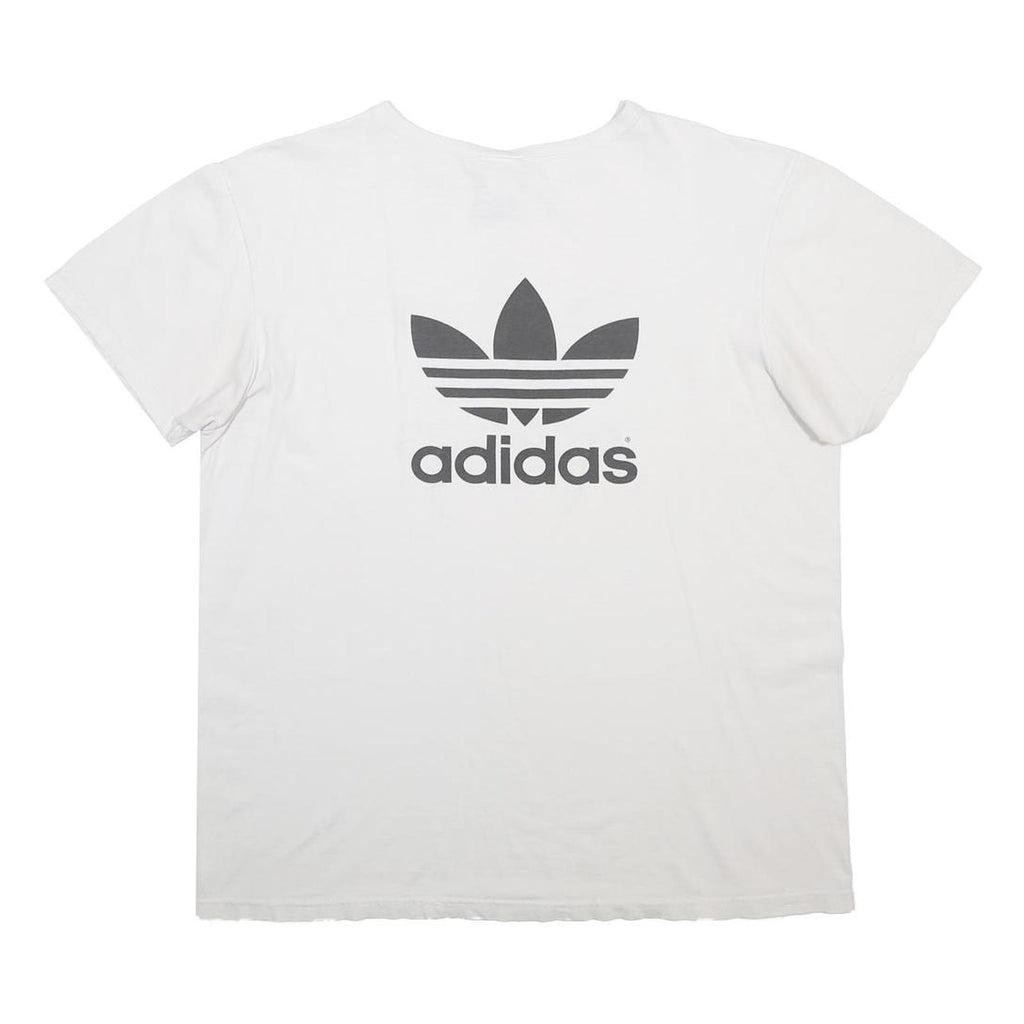 ADIDAS Mens White Graphic T-Shirt L Short Sleeve Crew Neck Cotton Blend Casual