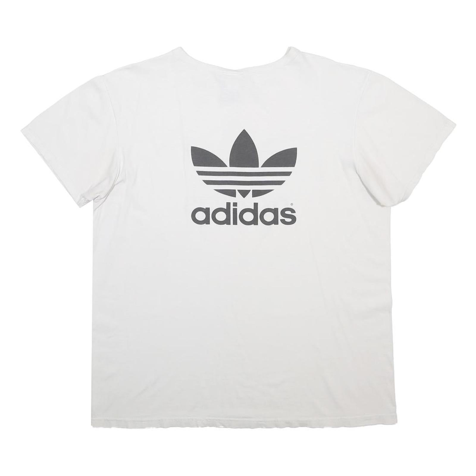 ADIDAS Mens White Graphic T-Shirt L Short Sleeve Crew Neck Cotton Blend Casual