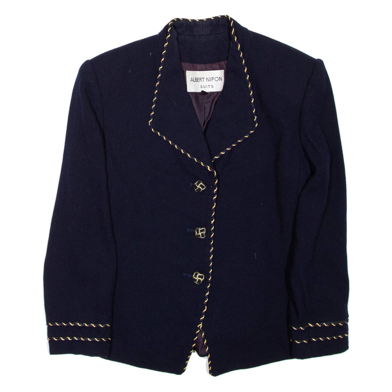 ALBERT NIPON SUITS Womens Blazer Coat Blue Wool S