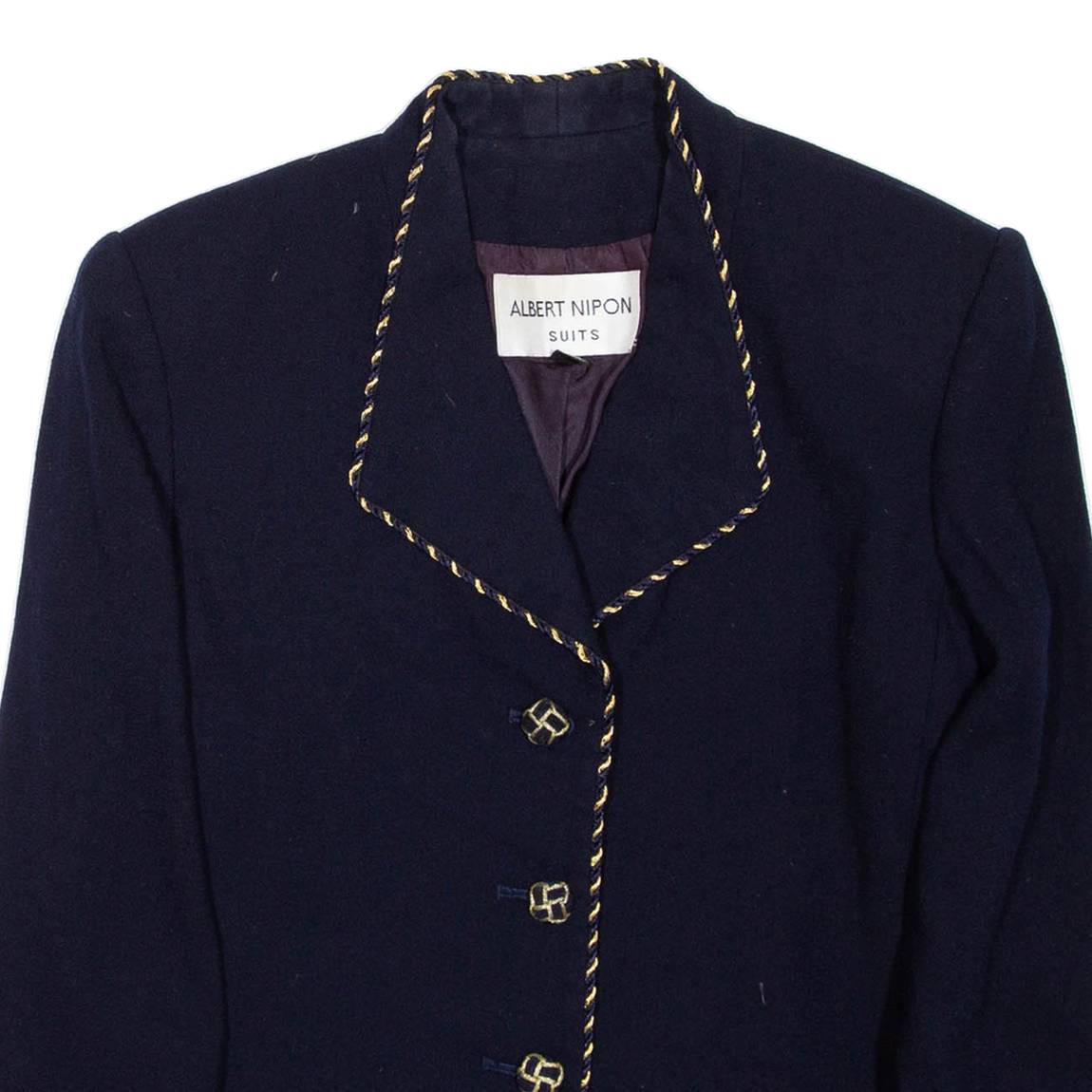 ALBERT NIPON SUITS Womens Blazer Coat Blue Wool S