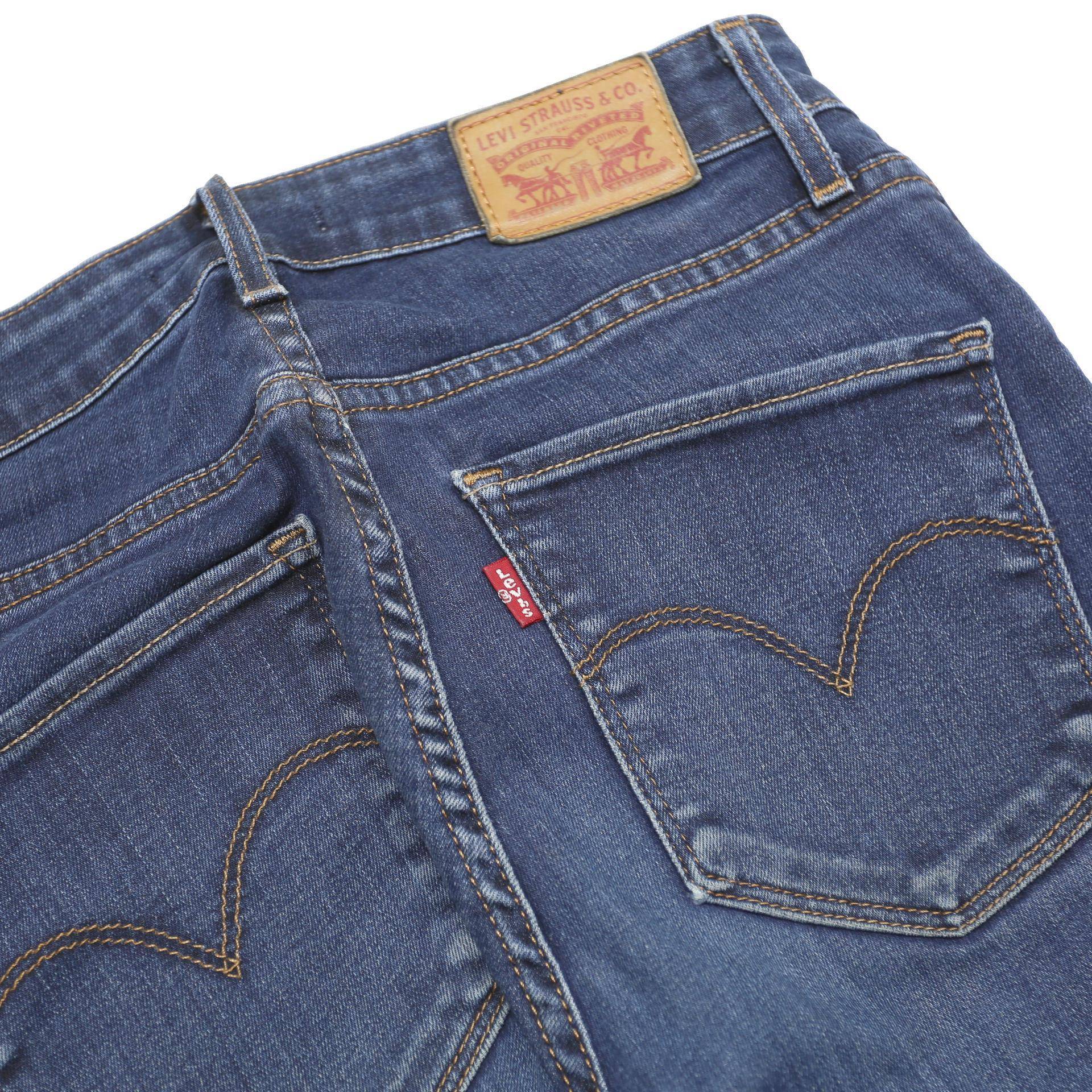 LEVI'S 721 Womens Jeans Blue Slim Skinny Denim Medium W26 L32 Classic Zip