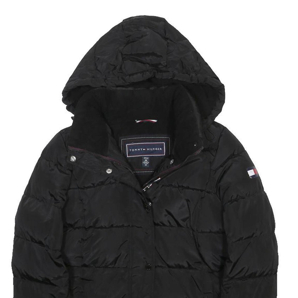 TOMMY HILFIGER Womens Black Jacket XS Polyester Puffer Hooded Zip Casual Winter