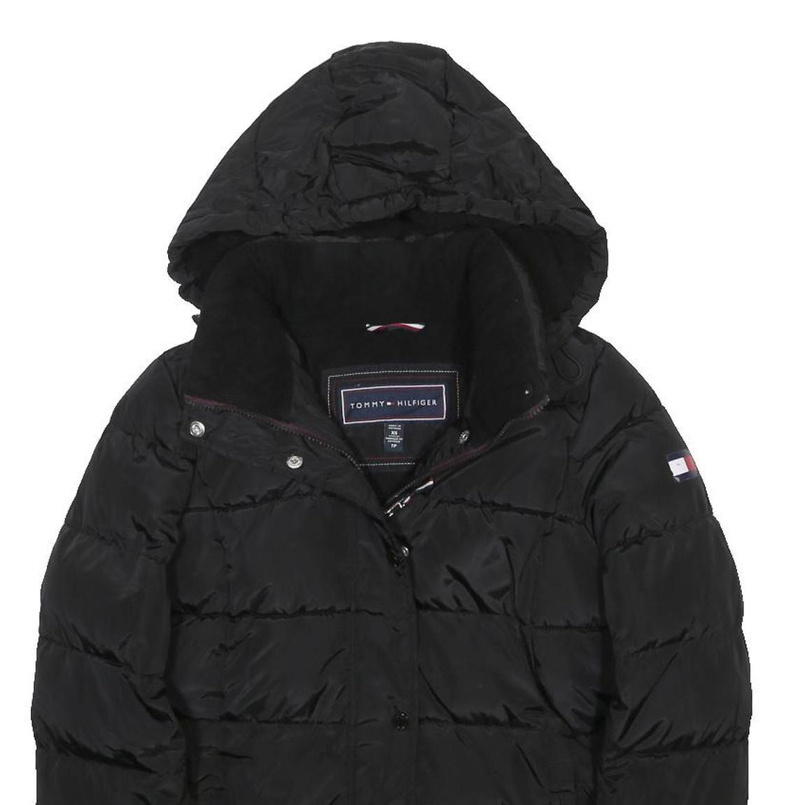 TOMMY HILFIGER Womens Black Jacket XS Polyester Puffer Hooded Zip Casual Winter