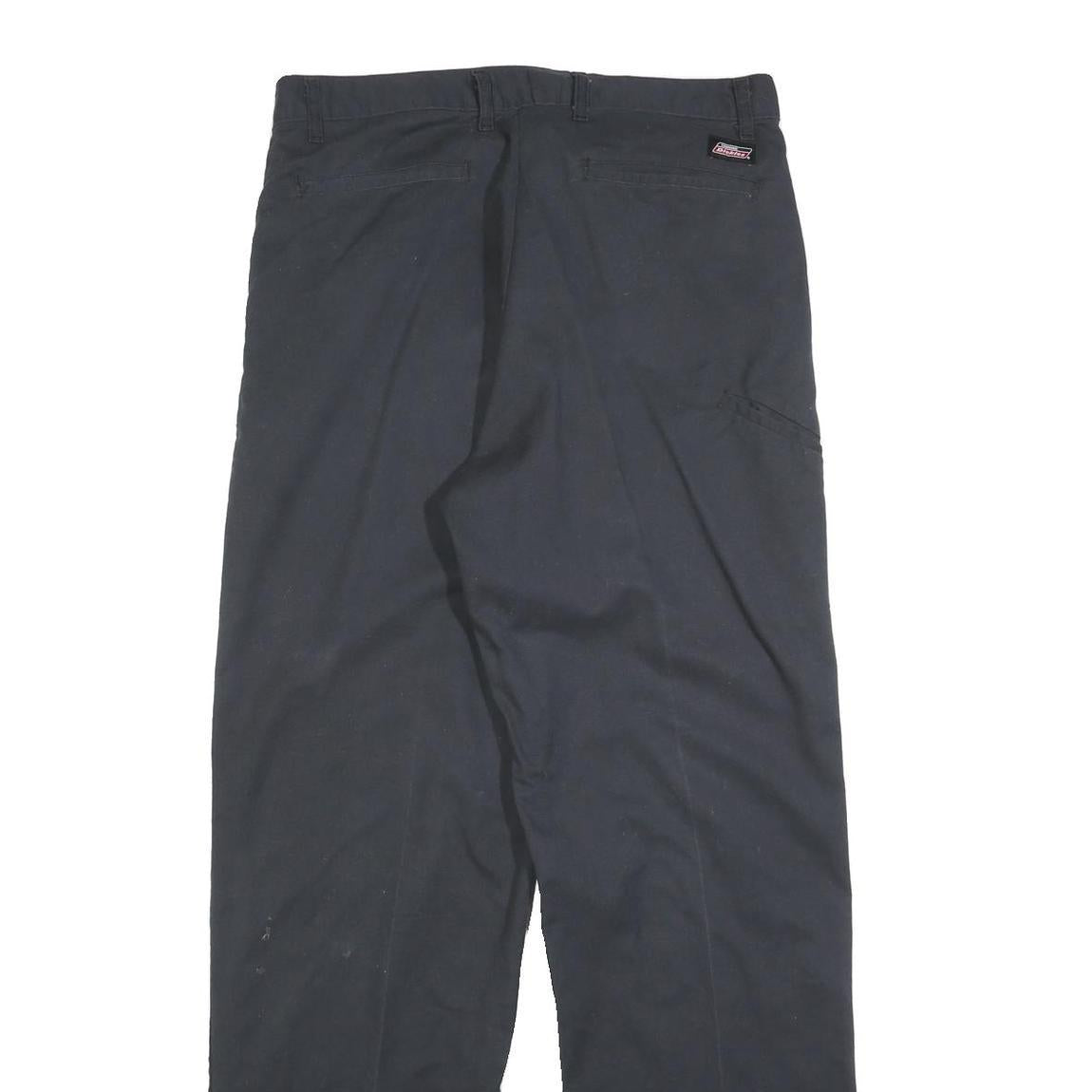 DICKIES Mens Cotton Black Relaxed Straight Trousers W34 L34 Workwear