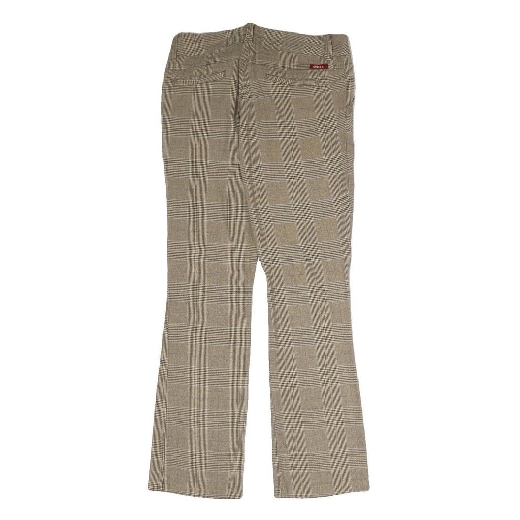 GUESS JEANS Mens Cotton Blend Beige Regular Straight Trousers W30 L30 Checked